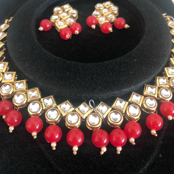 Red kundan Coker set - Picture 4 of 4